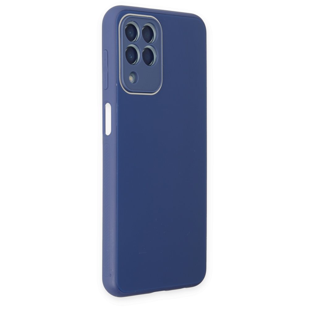  Samsung Galaxy M33 Kılıf Glass Kapak - Lacivert