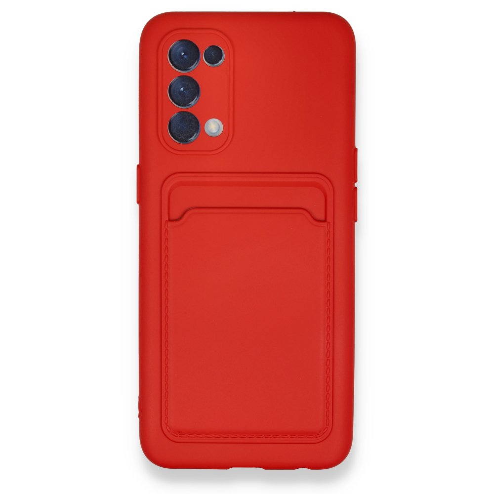  Oppo Reno 5 Kılıf Kelvin Kartvizitli Silikon - Kırmızı