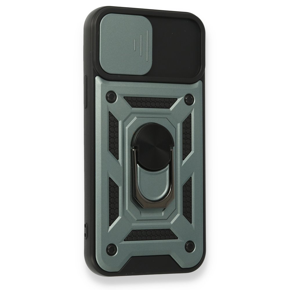  iPhone 12 Pro Kılıf Pars Lens Yüzüklü Silikon - Yeşil