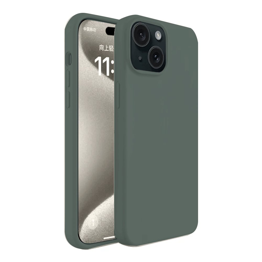  iPhone 15 Plus Kılıf First Silikon - Koyu Yeşil