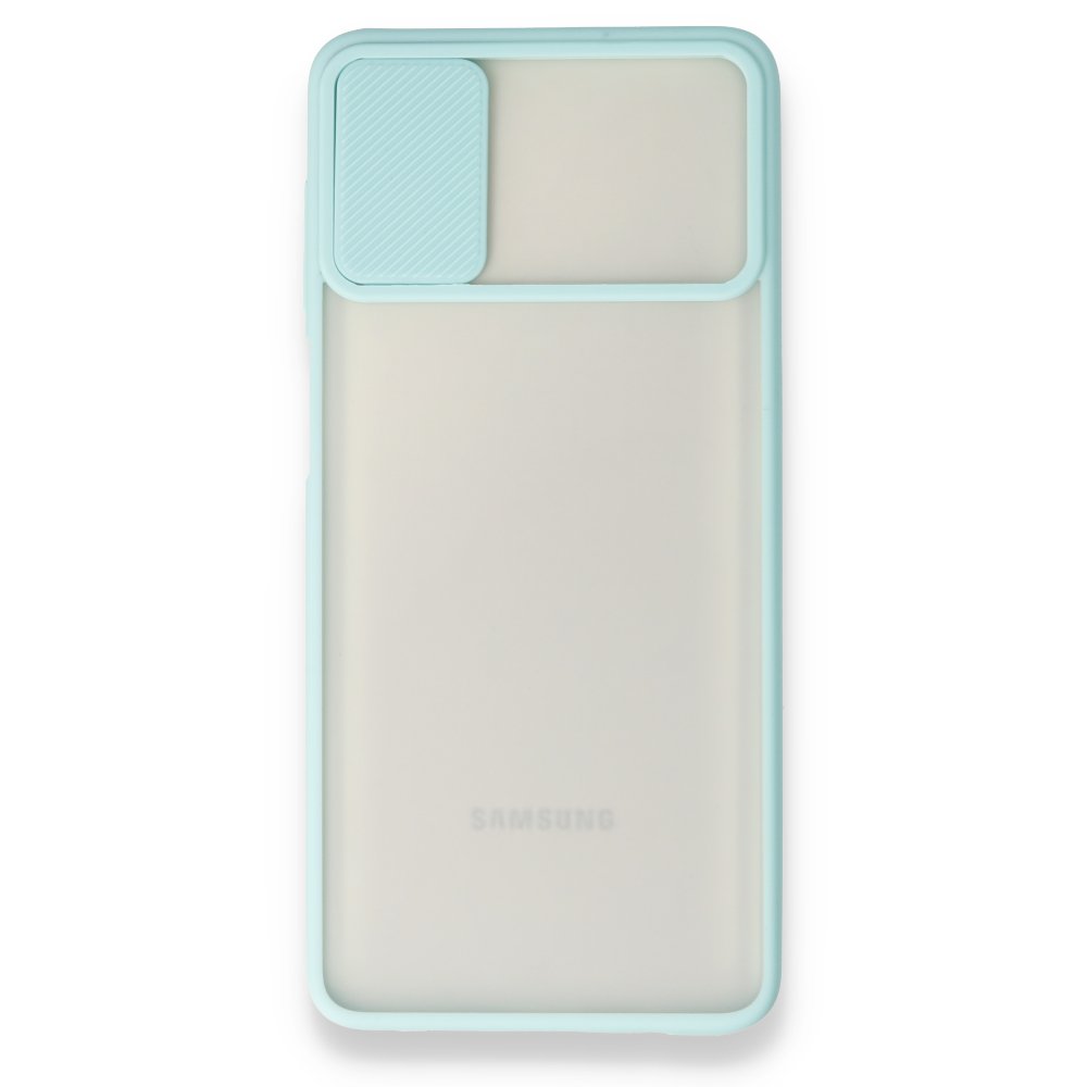  Samsung Galaxy M51 Kılıf Palm Buzlu Kamera Sürgülü Silikon - Turkuaz