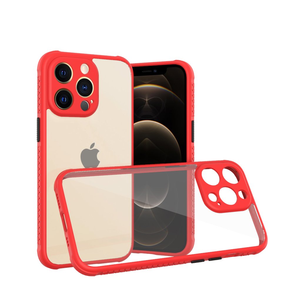  iPhone 13 Pro Kılıf Miami Şeffaf Silikon - Kırmızı