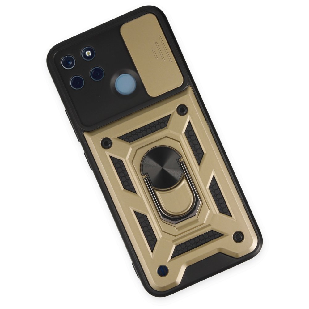  Realme C21Y Kılıf Pars Lens Yüzüklü Silikon - Gold