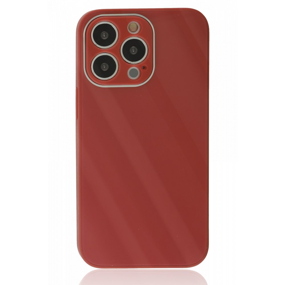 iPhone 13 Pro Kılıf Glass Kapak - Bordo iPhone 13 Pro Kılıf Glass Kapak - Bordo