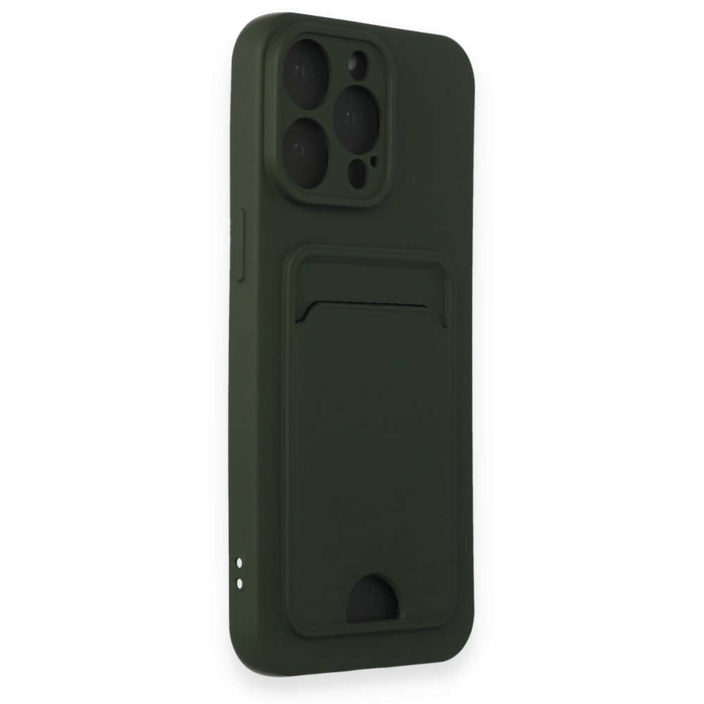  iPhone 14 Pro Max Kılıf Kelvin Kartvizitli Silikon - Koyu Yeşil