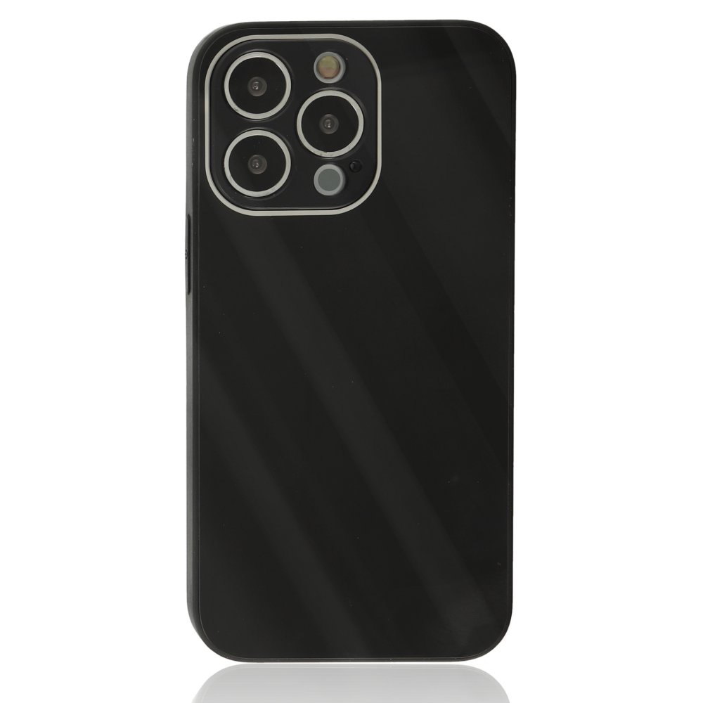  iPhone 14 Pro Max Kılıf Glass Kapak - Siyah