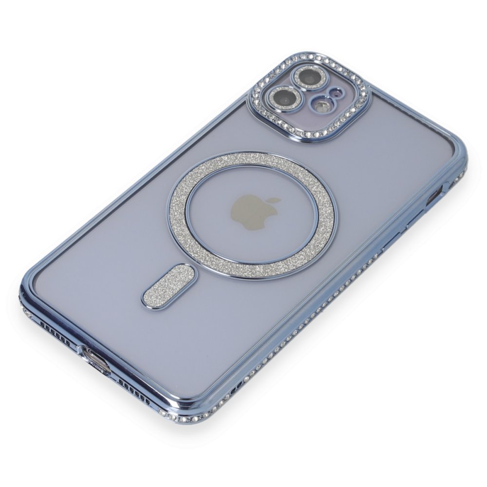  iPhone 11 Kılıf Joke Simli Magneticsafe Kılıf - Mavi