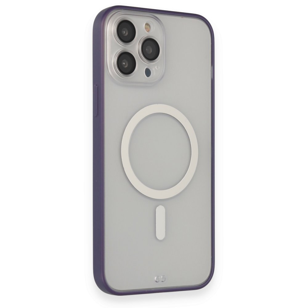  iPhone 13 Pro Kılıf Grand Magneticsafe Kapak - Mor