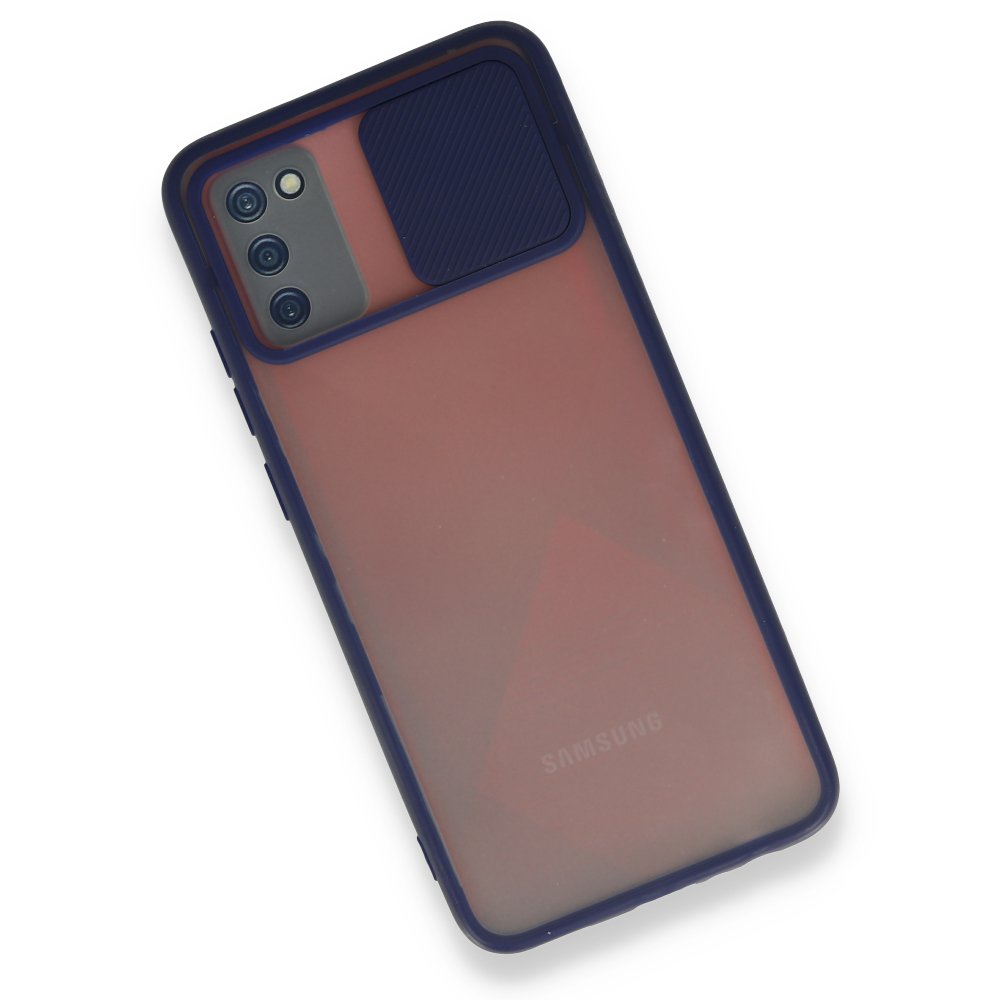  Samsung Galaxy A03S Kılıf Palm Buzlu Kamera Sürgülü Silikon - Lacivert