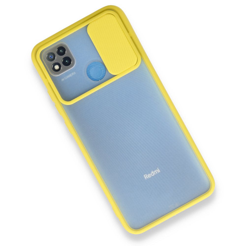 Redmi 9C Kılıf Palm Buzlu Kamera Sürgülü Silikon - Sarı