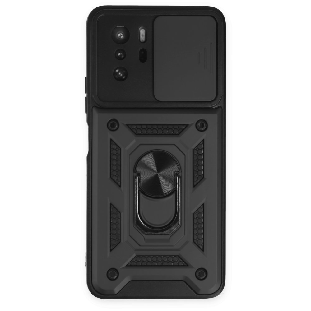  Xiaomi Poco X3 GT Kılıf Pars Lens Yüzüklü Silikon - Siyah
