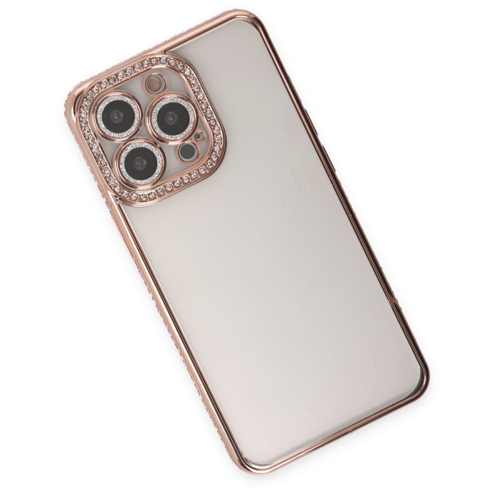  iPhone 14 Pro Kılıf Joke Taşlı Silikon - Pembe