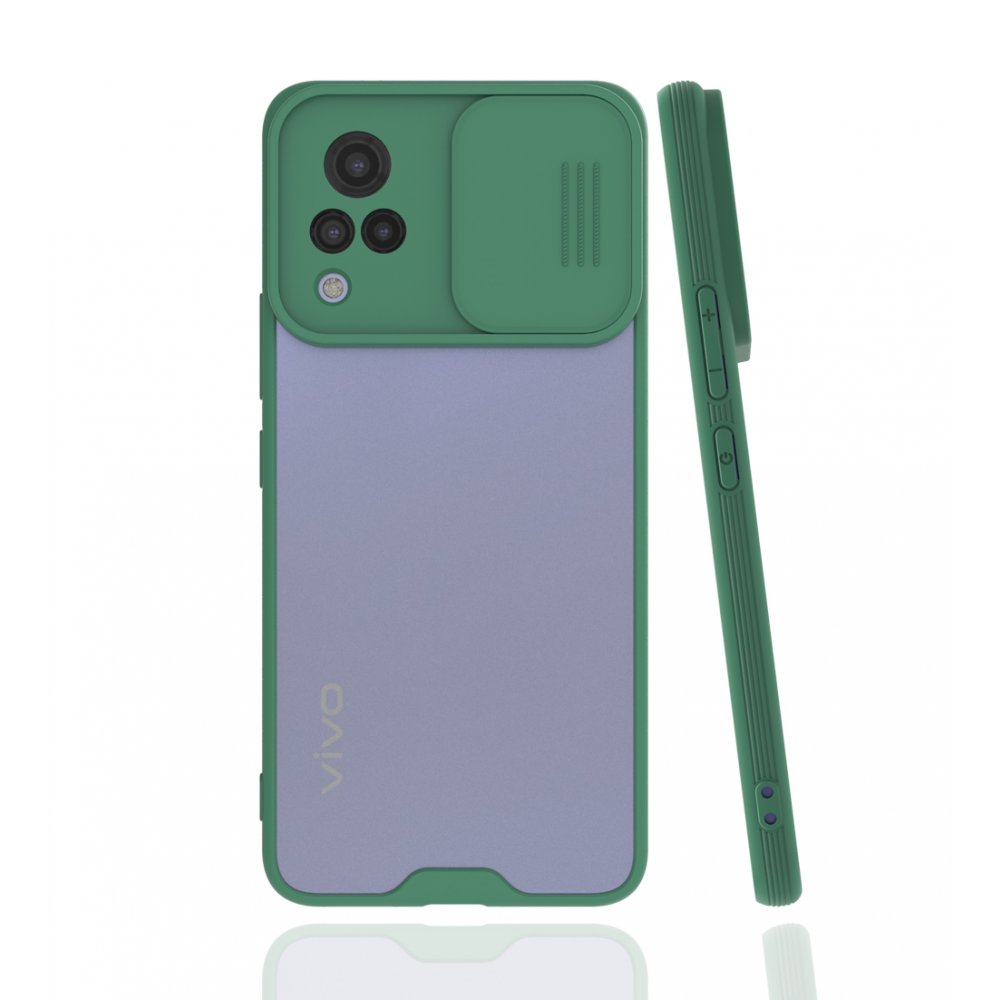  Vivo V21 Kılıf Platin Kamera Koruma Silikon - Yeşil