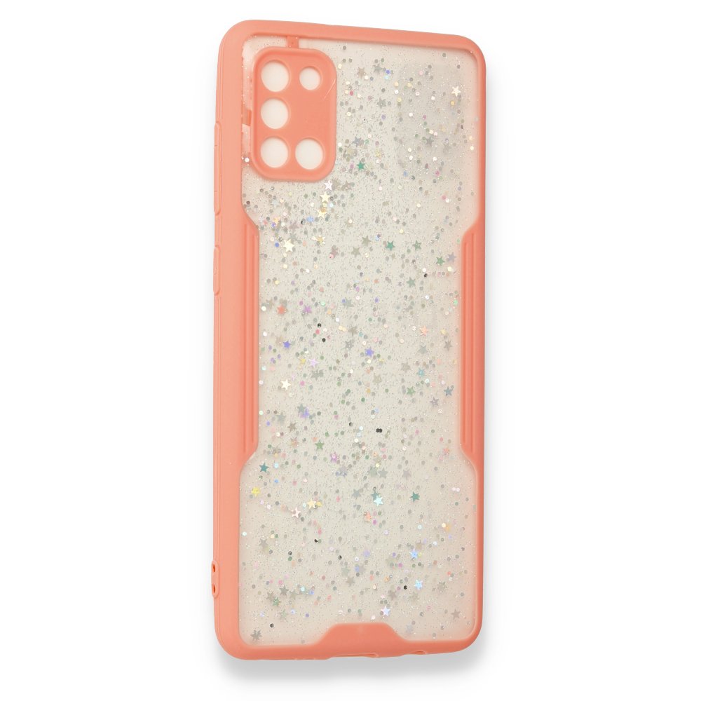  Samsung Galaxy A31 Kılıf Platin Simli Silikon - Pembe