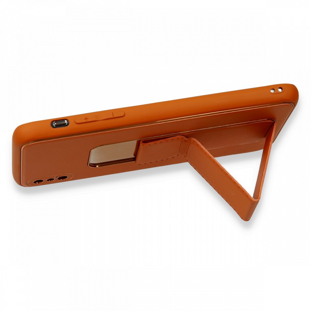 iPhone X Kılıf Coco Deri Standlı Kapak - Turuncu  iPhone X Kılıf Coco Deri Standlı Kapak - Turuncu