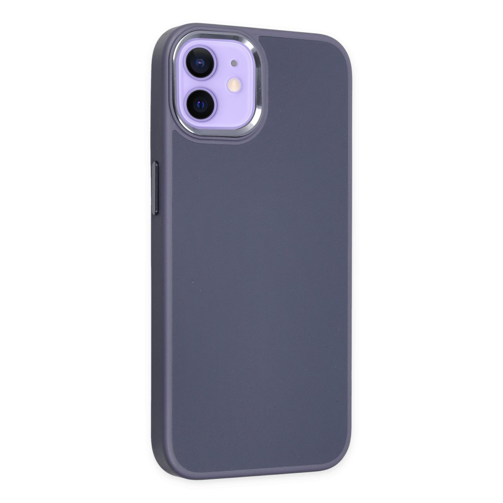  iPhone 12 Kılıf Asya Deri Silikon - Mor