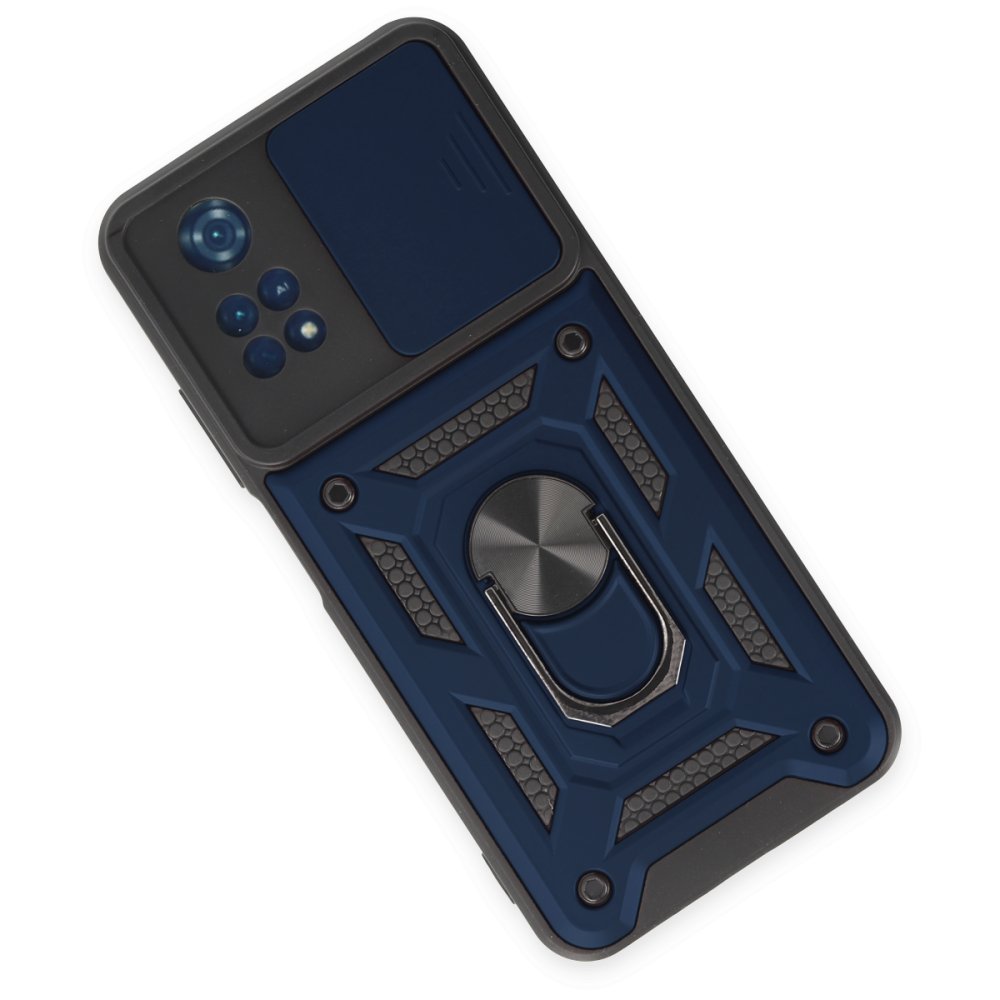  Xiaomi Poco M4 Pro 4G Kılıf Pars Lens Yüzüklü Silikon - Lacivert