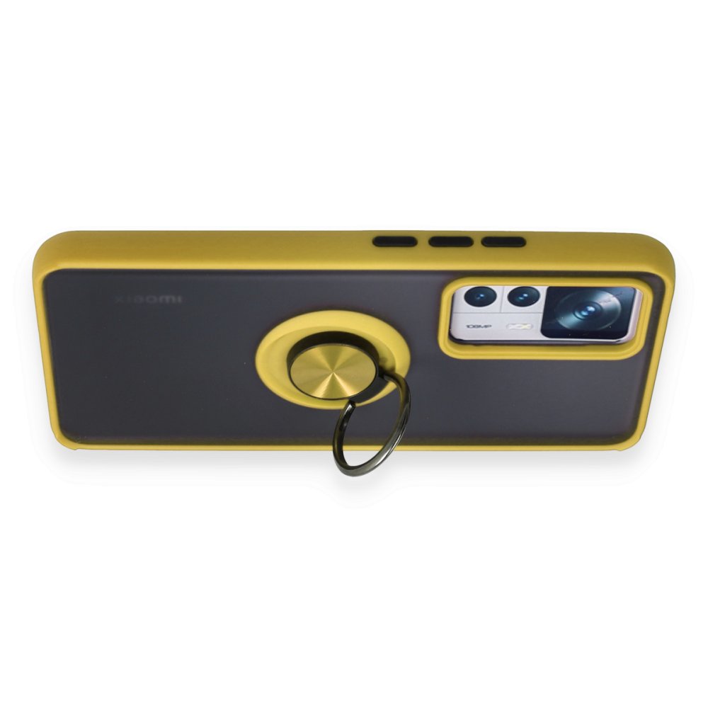 Xiaomi Mi 12T Kılıf Montreal Yüzüklü Silikon Kapak - Sarı  Xiaomi Mi 12T Kılıf Montreal Yüzüklü Silikon Kapak - Sarı