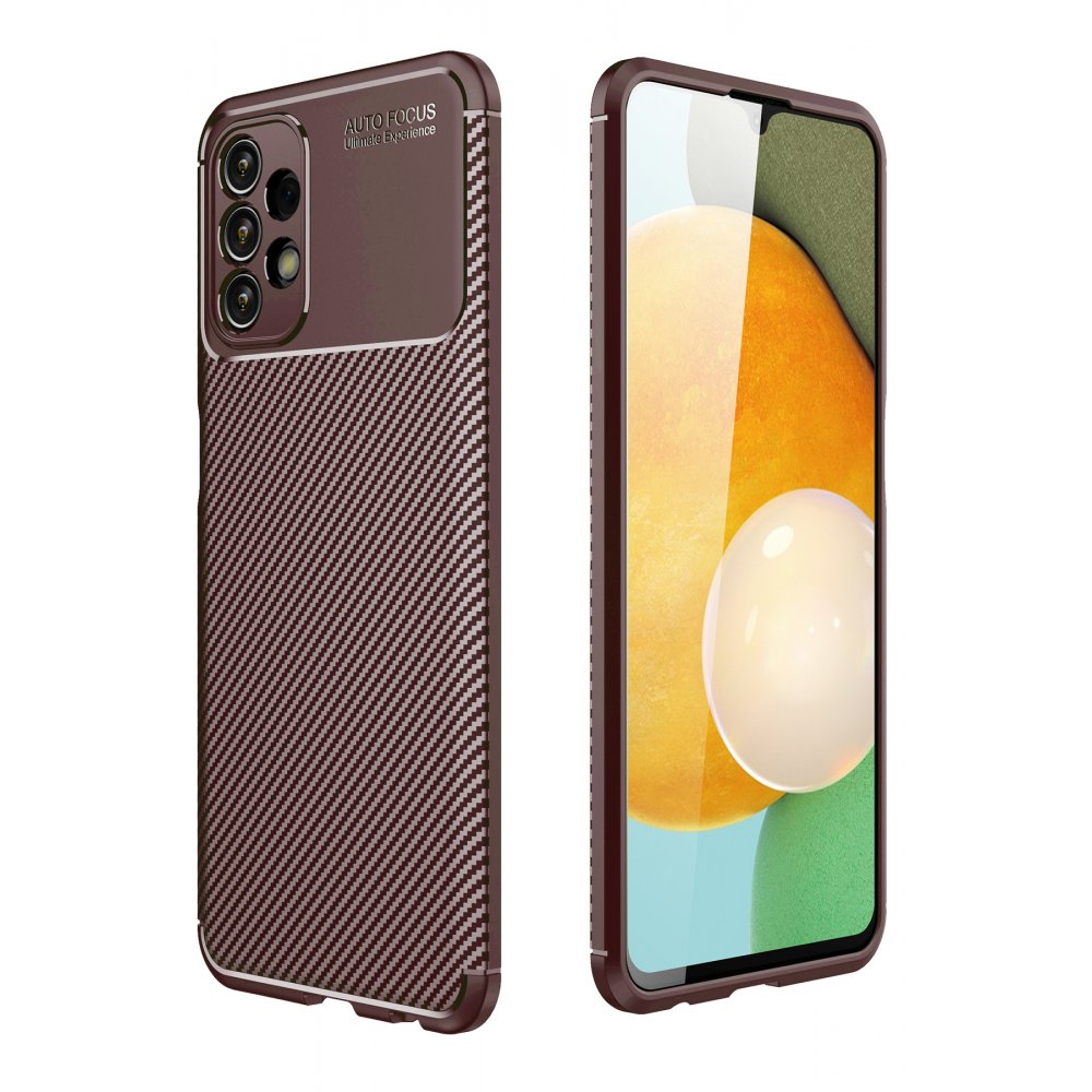  Samsung Galaxy A13 4G Kılıf Auto Focus Karbon Kapak - Kahverengi