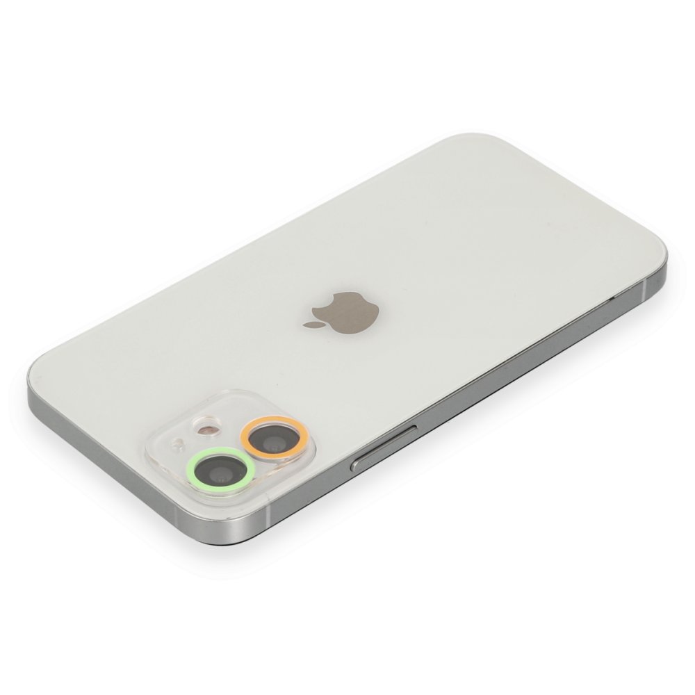  iPhone 11 Renkli Kamera Lens Koruma Cam - Turuncu-Yeşil