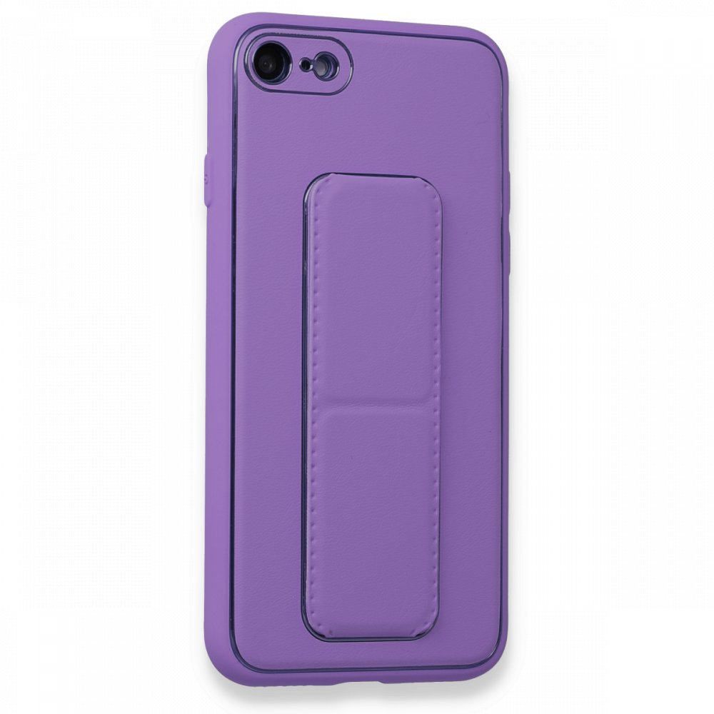  iPhone 7 Kılıf Coco Deri Standlı Kapak - Koyu Lila