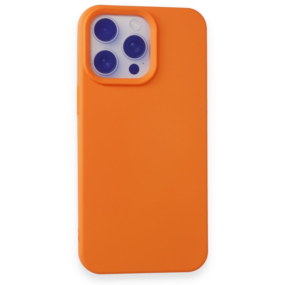  iPhone 15 Pro Max Kılıf Nano içi Kadife Silikon - Turuncu