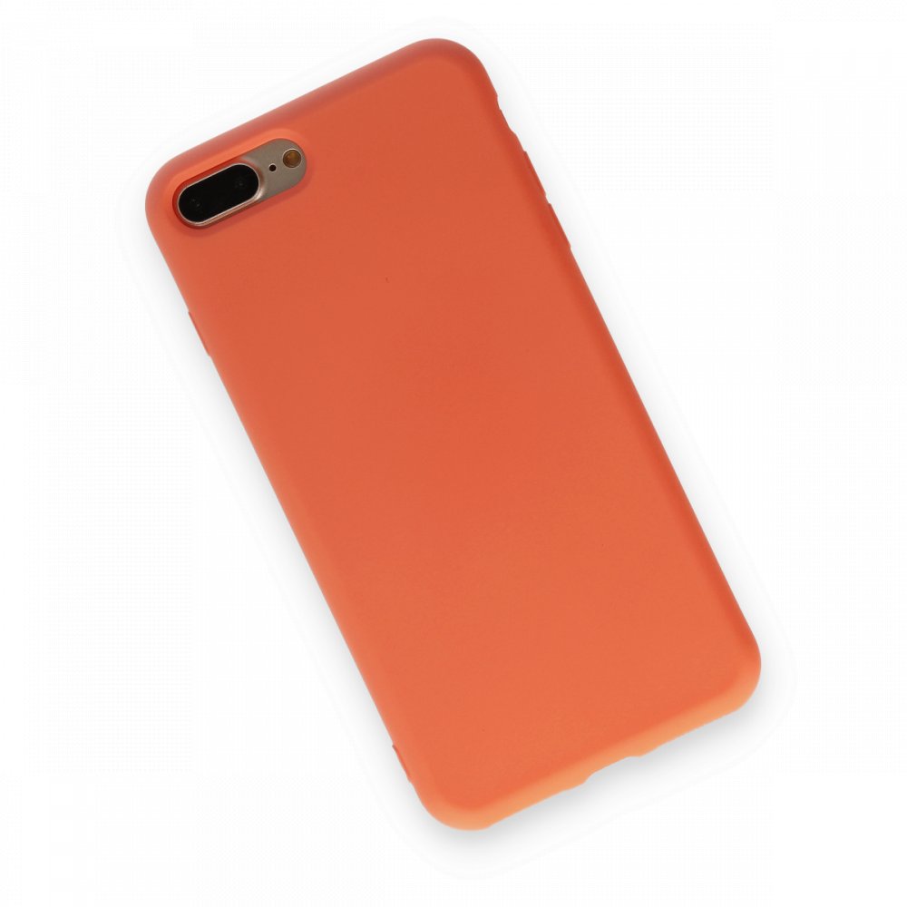 iPhone 8 Plus Kılıf Nano içi Kadife Silikon - Turuncu iPhone 8 Plus Kılıf Nano içi Kadife Silikon - Turuncu