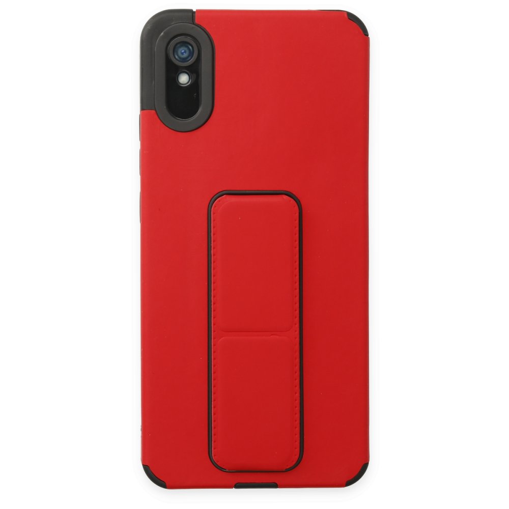 Redmi 9A Kılıf Mega Standlı Silikon - Kırmızı Redmi 9A Kılıf Mega Standlı Silikon - Kırmızı