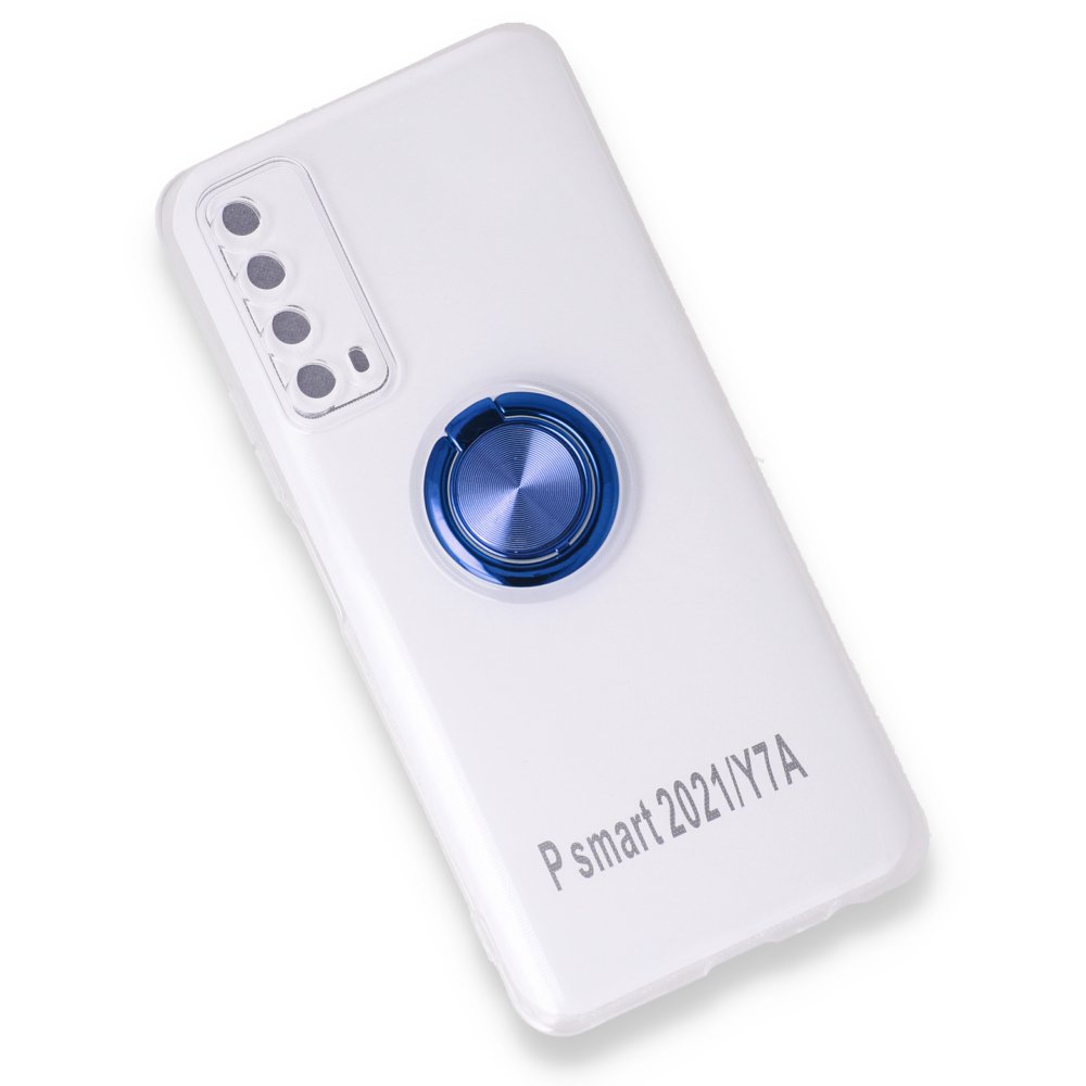 Huawei P Smart 2021 Kılıf Gros Yüzüklü Silikon - Mavi  Huawei P Smart 2021 Kılıf Gros Yüzüklü Silikon - Mavi