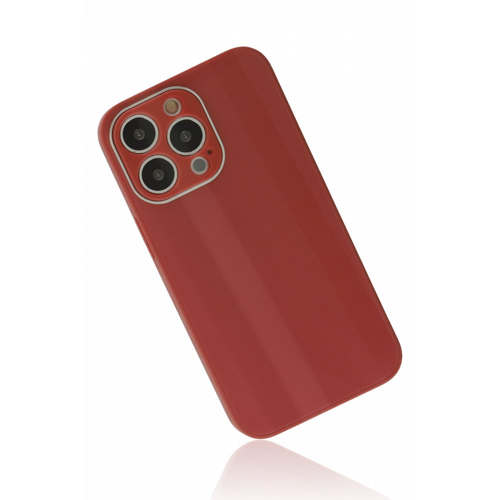  iPhone 13 Pro Kılıf Glass Kapak - Bordo