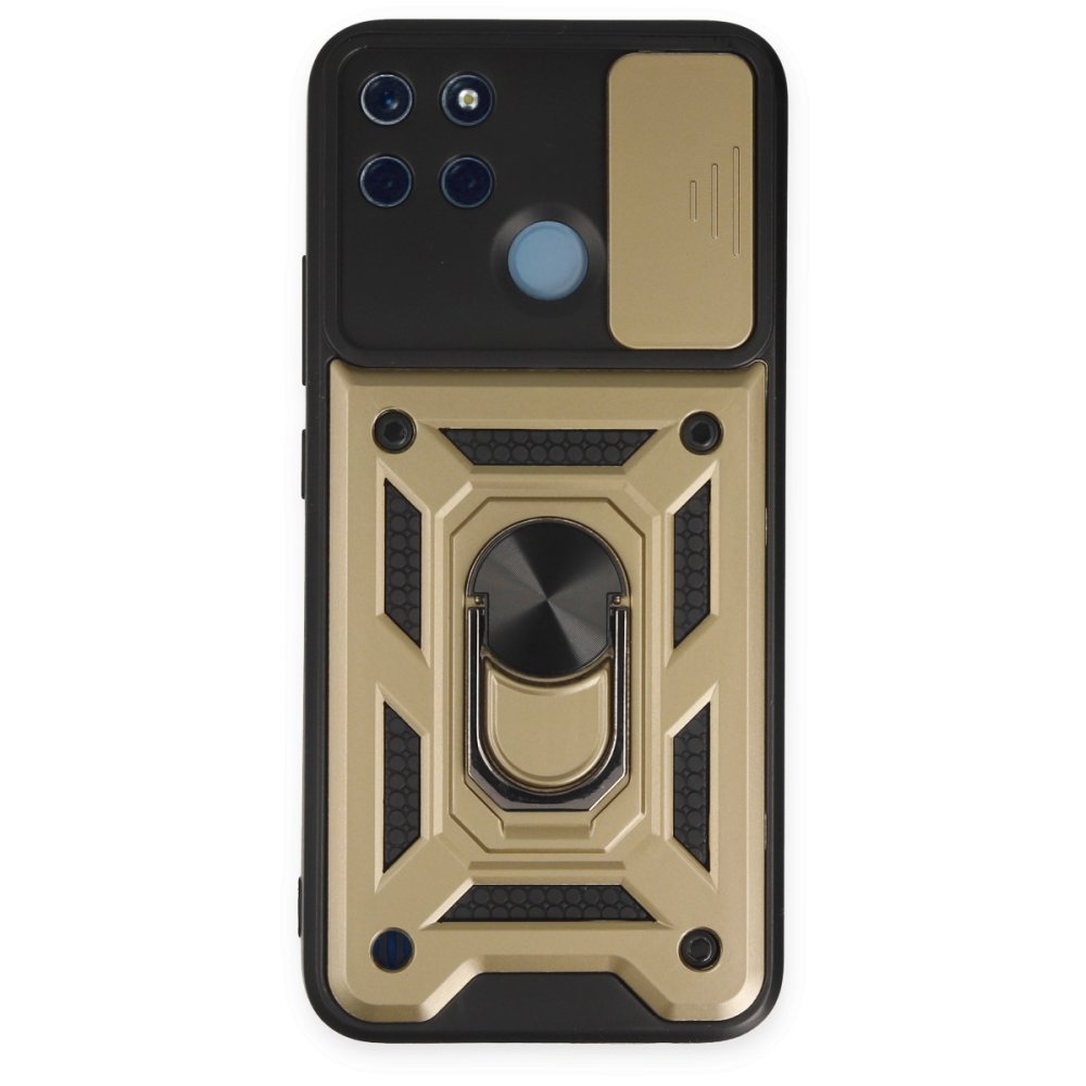  Realme C21Y Kılıf Pars Lens Yüzüklü Silikon - Gold