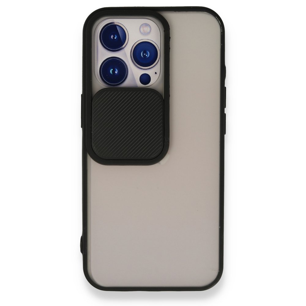 iPhone 13 Pro Kılıf Palm Buzlu Kamera Sürgülü Silikon - Siyah