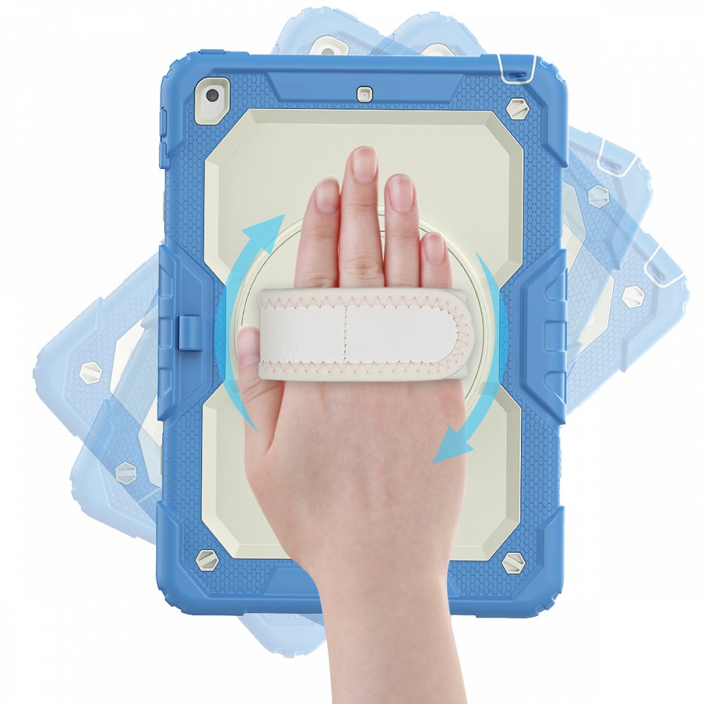  iPad 10.2 (8.nesil) Kılıf Strap New Tablet Kapak - Mavi