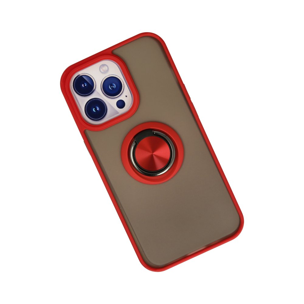 iPhone 15 Pro Kılıf Montreal Yüzüklü Silikon Kapak - Kırmızı iPhone 15 Pro Kılıf Montreal Yüzüklü Silikon Kapak - Kırmızı