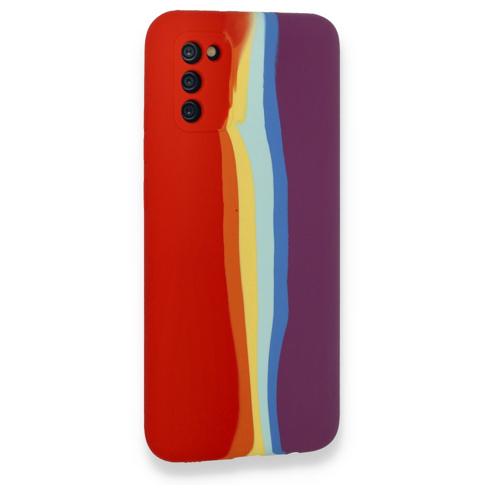  Samsung Galaxy A03S Kılıf Ebruli Lansman Silikon - Kırmızı-Mor