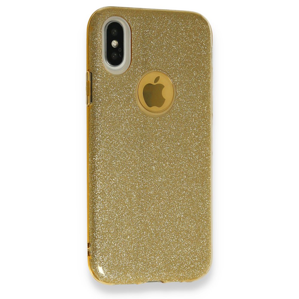 iPhone X Kılıf Simli Katmanlı Silikon - Gold  iPhone X Kılıf Simli Katmanlı Silikon - Gold