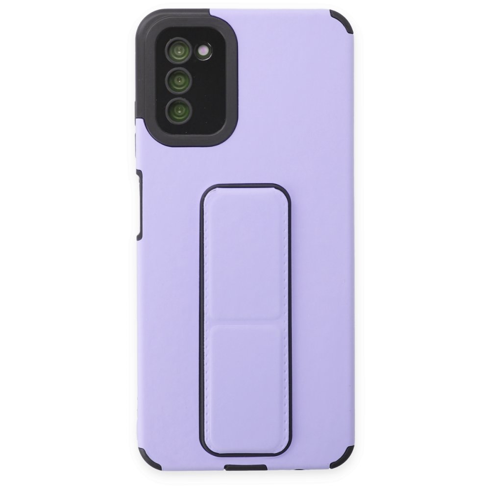  Samsung Galaxy A03S Kılıf Mega Standlı Silikon - Lila