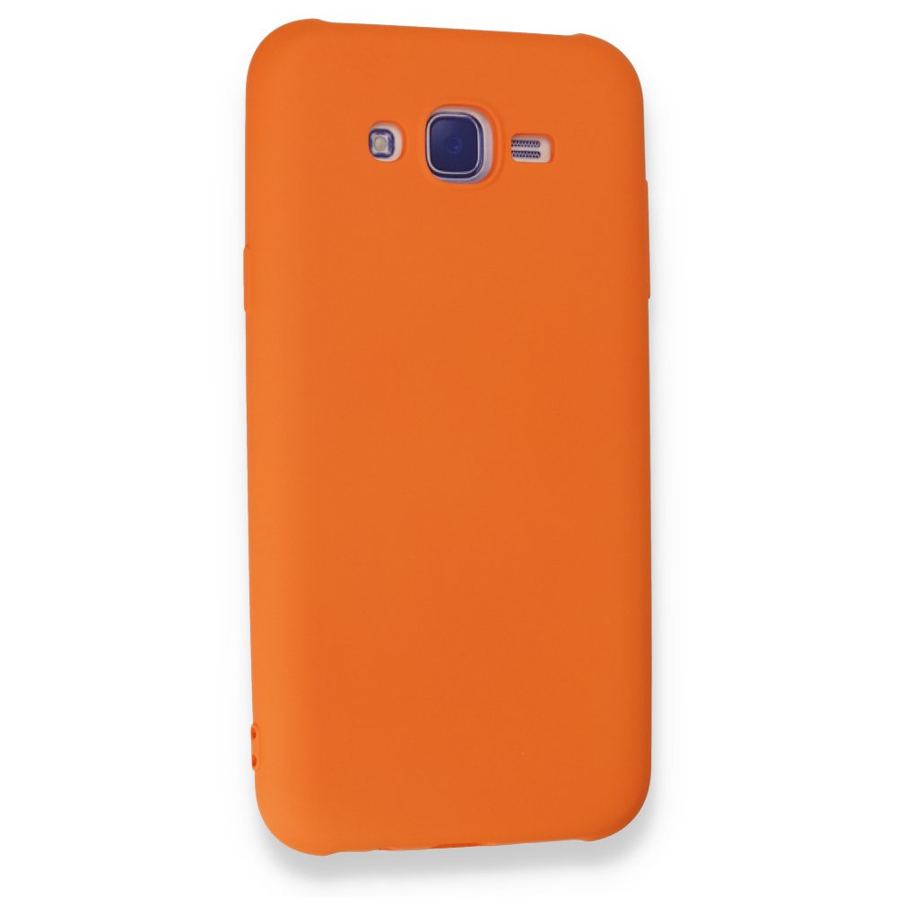  Samsung Galaxy J7 Kılıf Nano içi Kadife Silikon - Turuncu