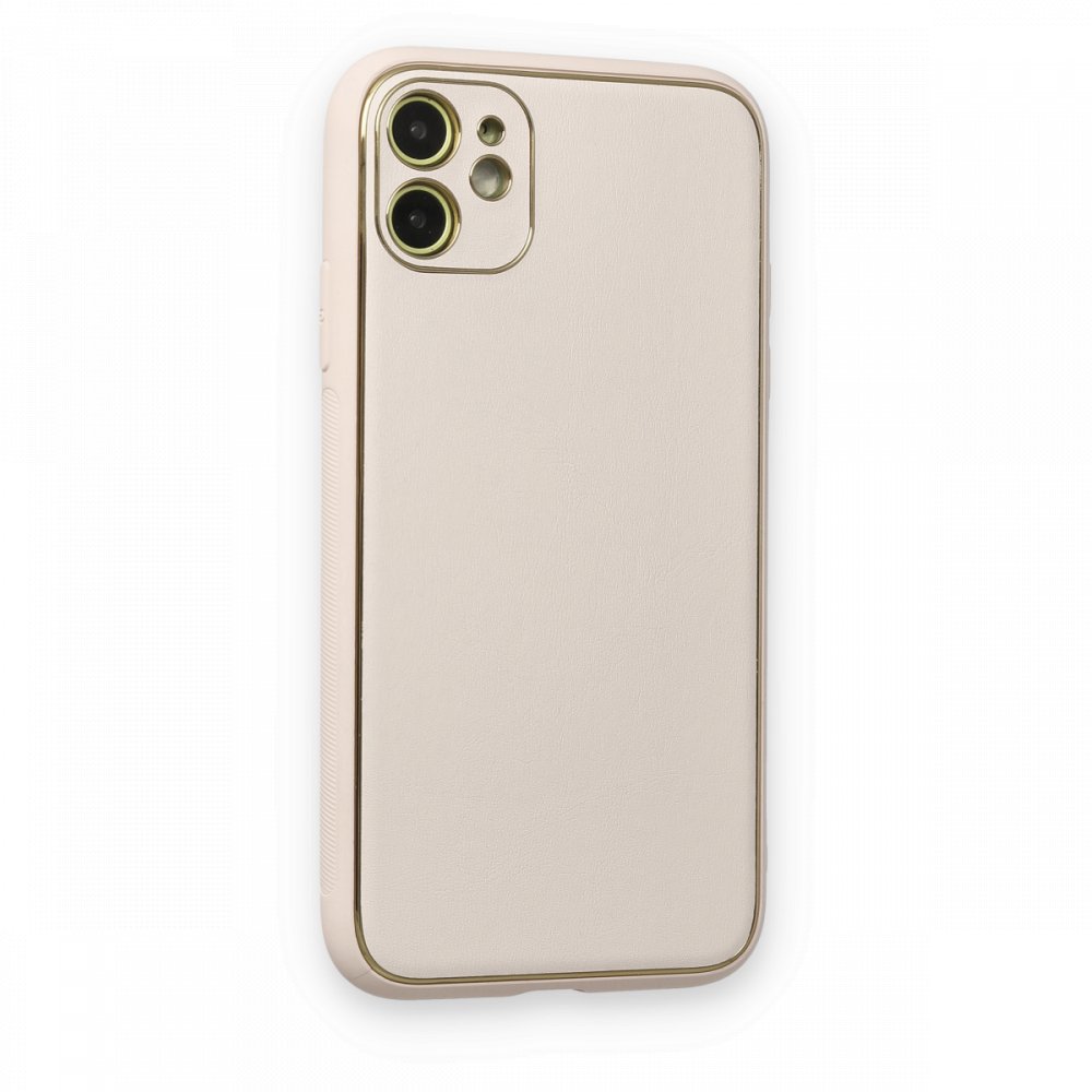  iPhone 12 Kılıf Coco Deri Silikon Kapak - Beyaz