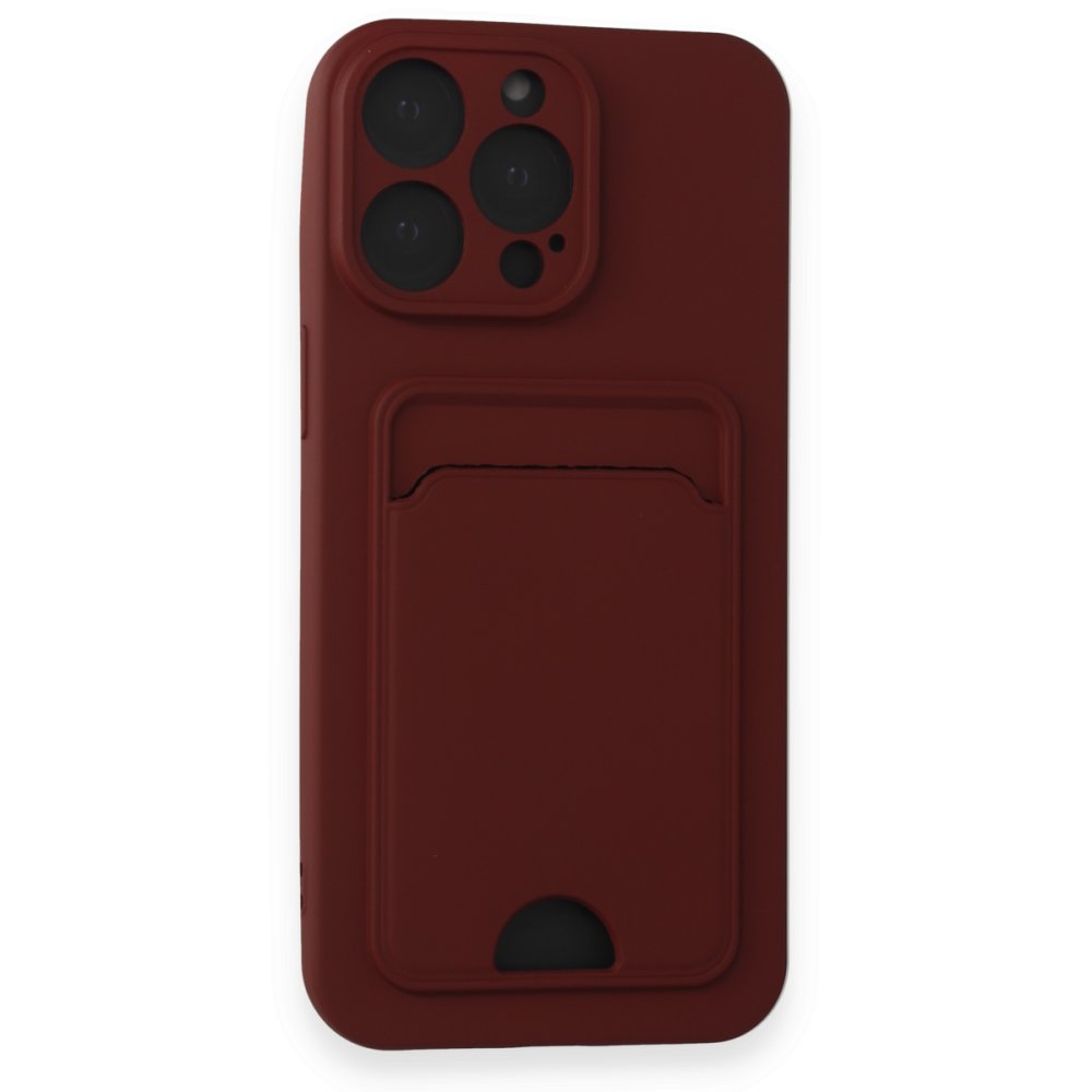 iPhone 14 Pro Max Kılıf Kelvin Kartvizitli Silikon - Bordo