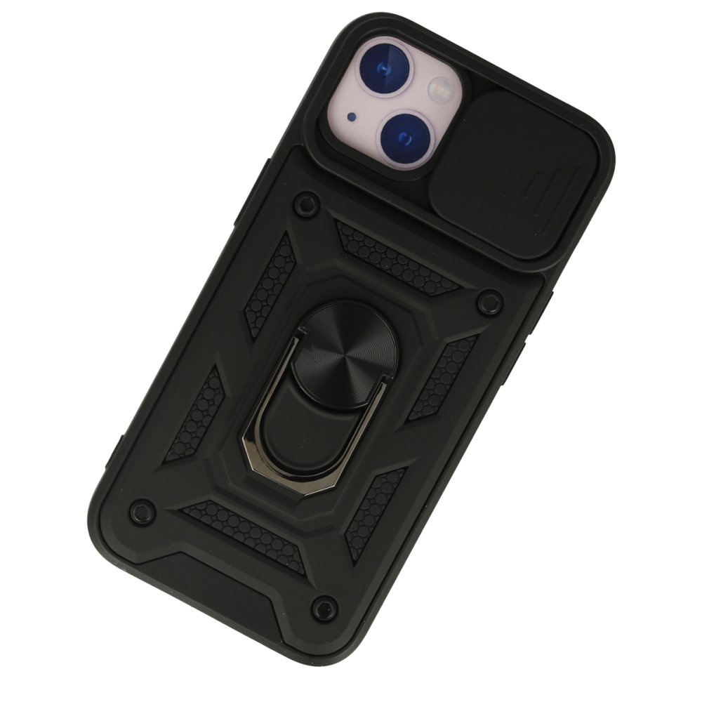  iPhone 15 Kılıf Pars Lens Yüzüklü Silikon - Siyah