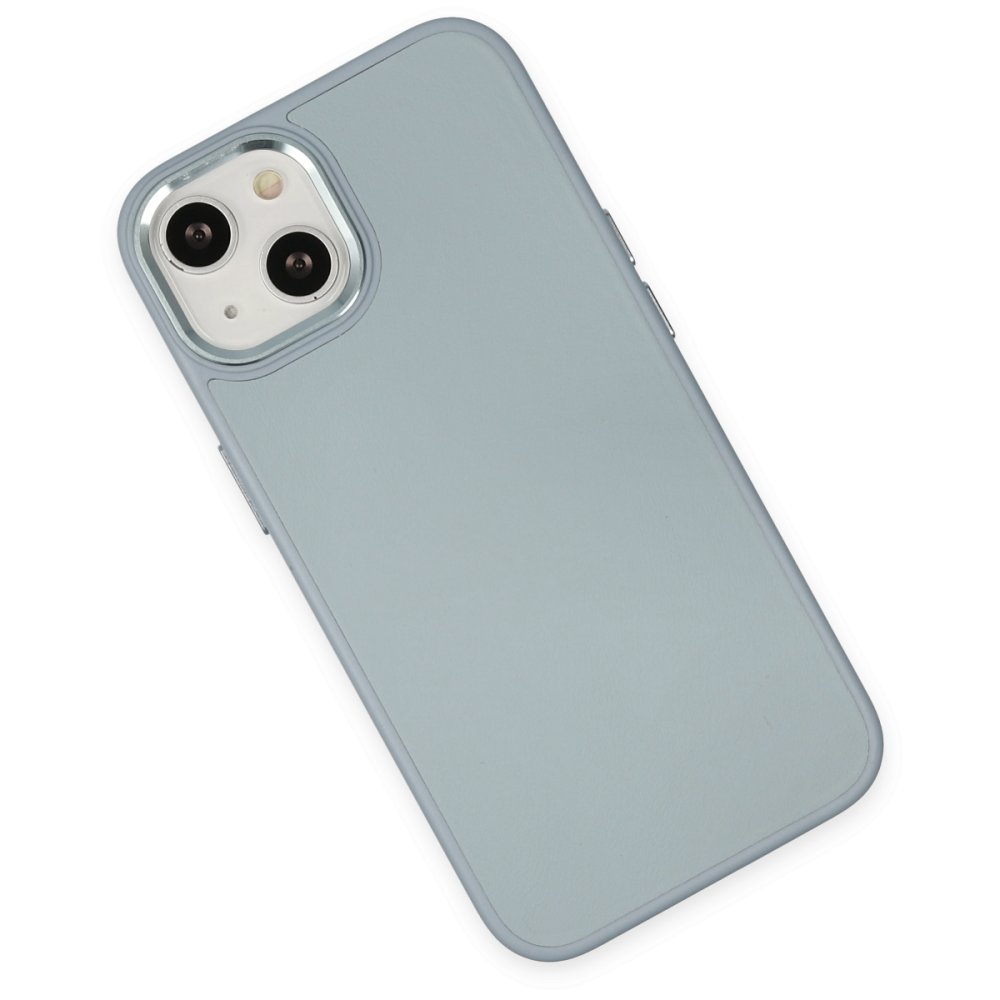  iPhone 14 Plus Kılıf Asya Deri Silikon - Sierra Blue