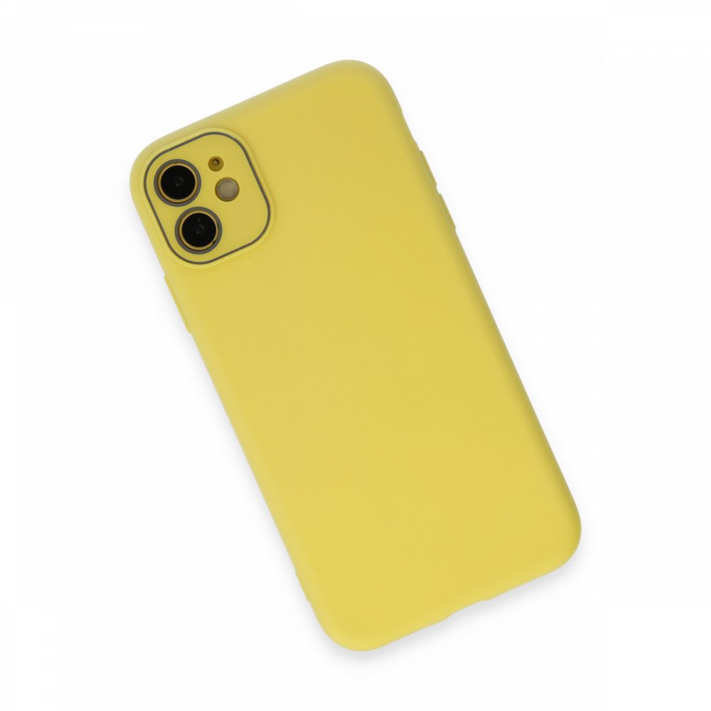  iPhone 12 Kılıf Lansman Glass Kapak - Sarı