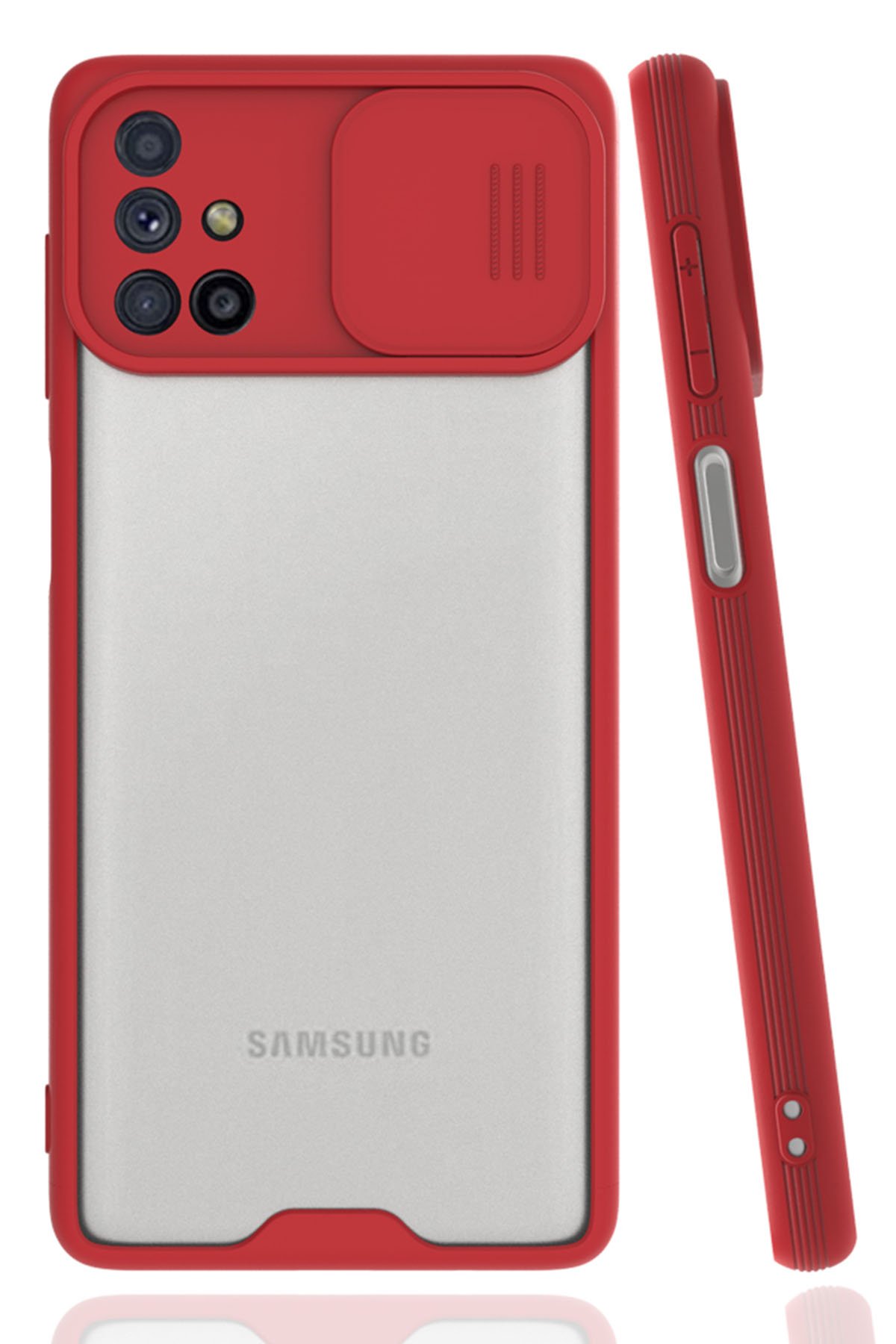  Samsung Galaxy M51 Kılıf Platin Kamera Koruma Silikon - Kırmızı