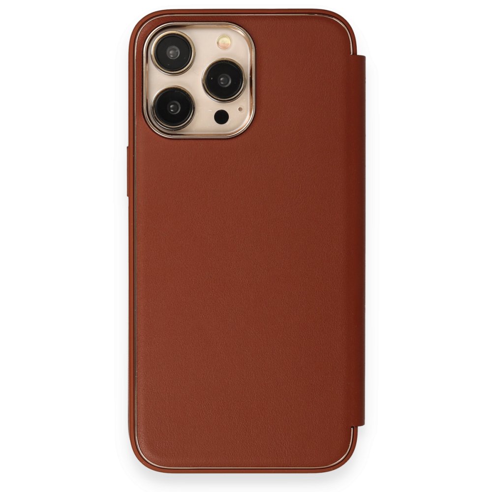 iPhone 14 Pro Kılıf Dolpin Kapaklı - Kahverengi  iPhone 14 Pro Kılıf Dolpin Kapaklı - Kahverengi