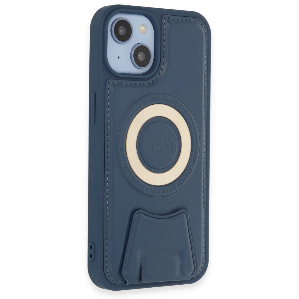  iPhone 14 Kılıf Merkür Magneticsafe Standlı Kapak - Lacivert