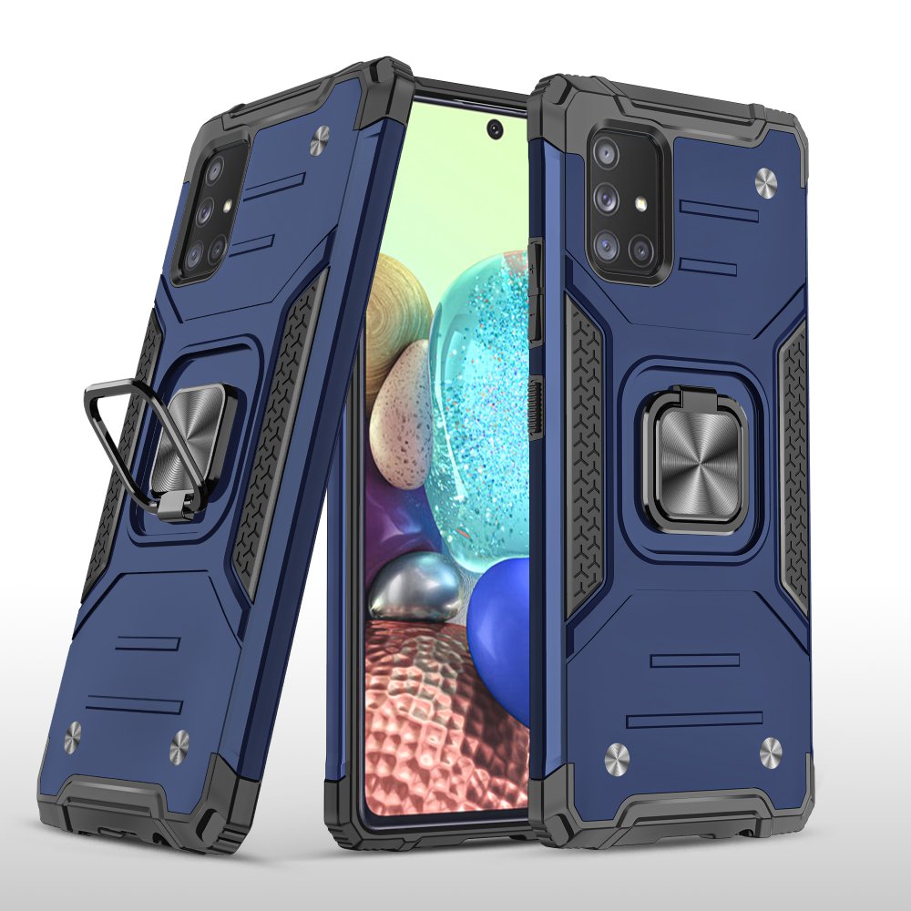  Samsung Galaxy A71 Kılıf Zegna Yüzüklü Silikon Kapak - Mavi