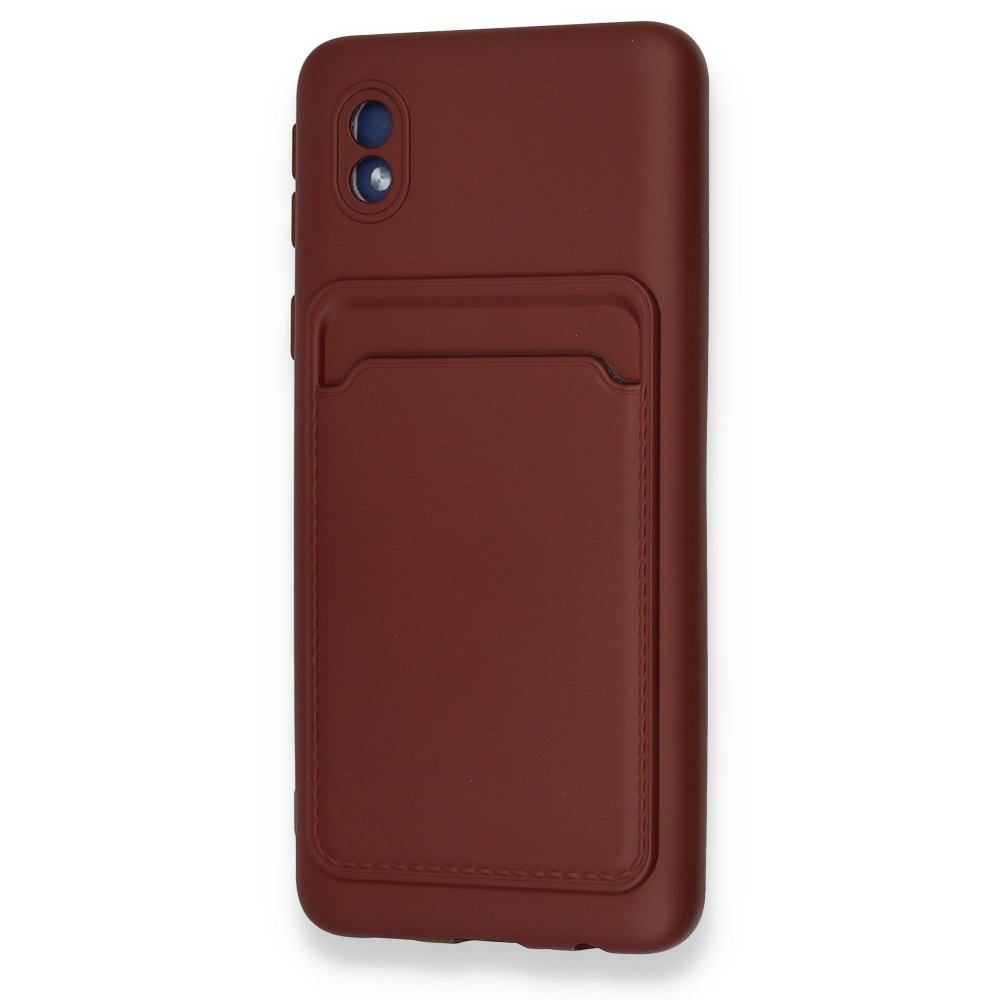  Samsung Galaxy A01 Core Kılıf Kelvin Kartvizitli Silikon - Bordo