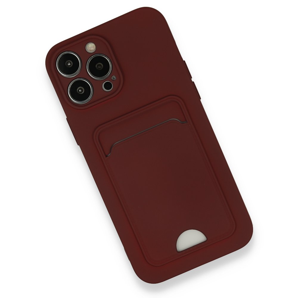  iPhone 13 Pro Max Kılıf Kelvin Kartvizitli Silikon - Bordo