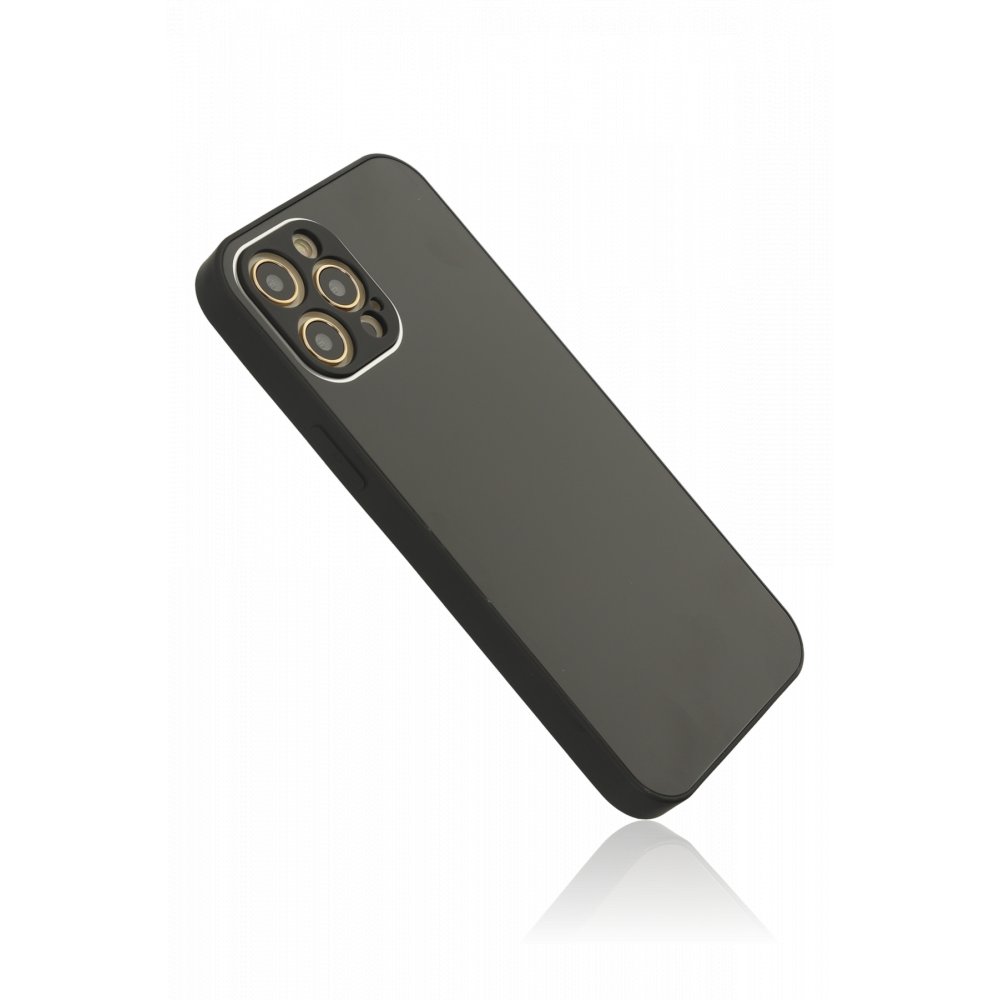  iPhone 12 Pro Max Kılıf Glass Kapak - Siyah